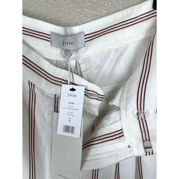 Joie Carvel Striped Shorts Size 12 White Black Pink - Picture 3 of 5